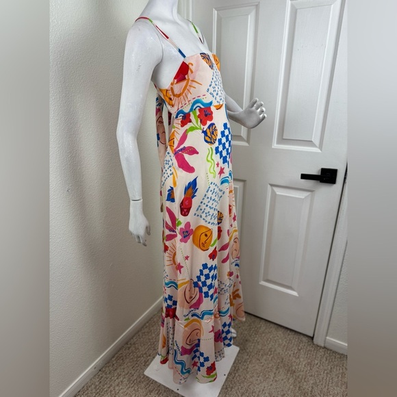 Paper Heart Womens Summer Maxi Dress Size Medium Sun Stars Floral Sexy Back. B19 - Picture 10 of 15